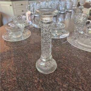 Princess House Elegant Clear Glass Candle Holder